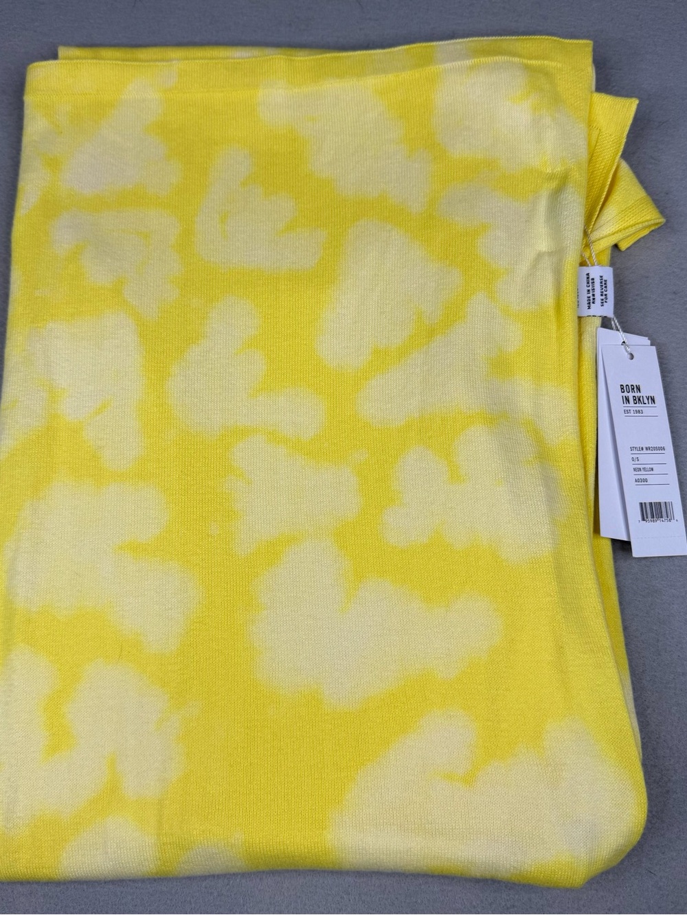 525 America Neon Yellow Cloud Print Cotton Wrap Scarf Shawl NWT